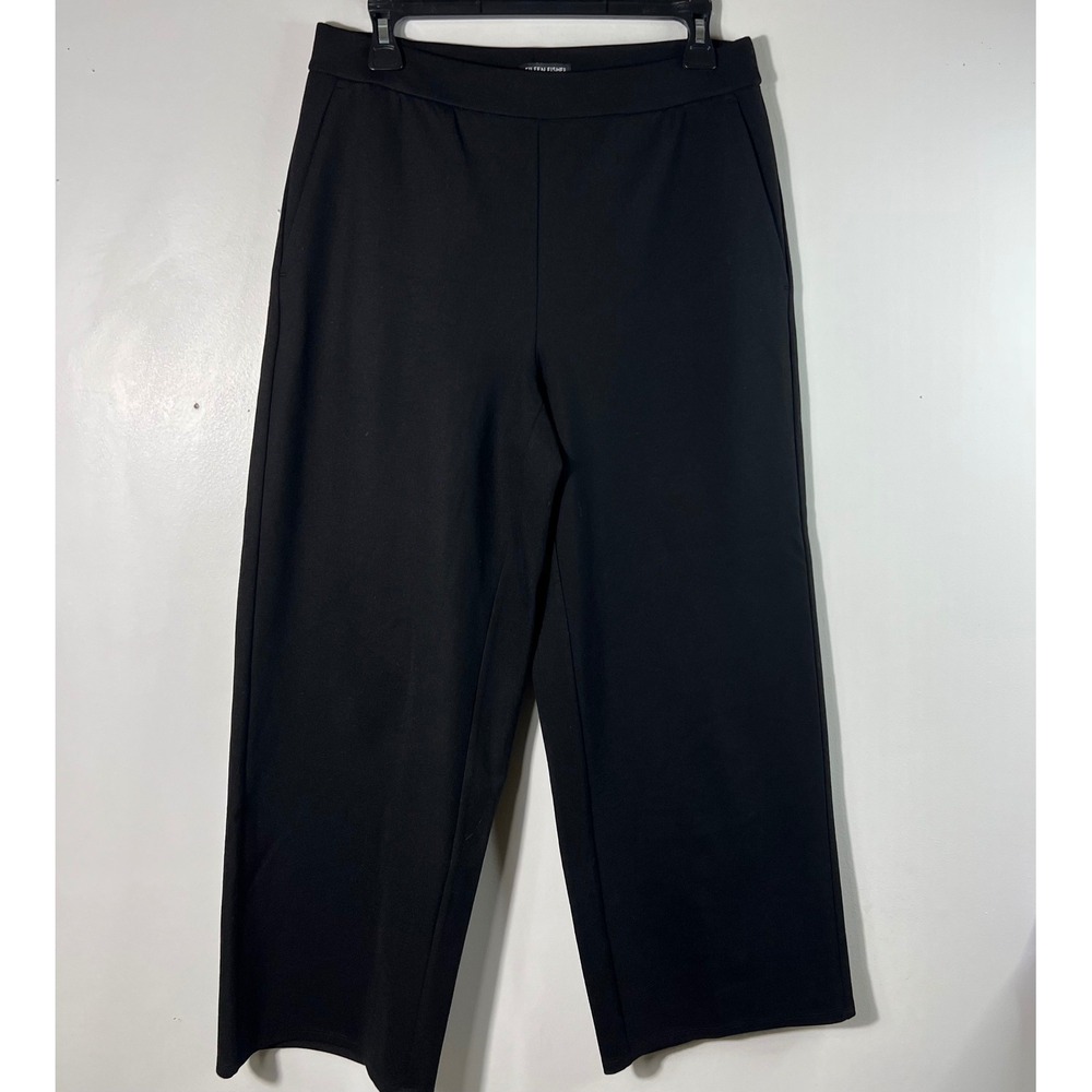 Womens Eileen Fisher Ponte Knit Wide Leg Pants Black S Tencel Nylon Spandex